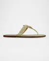Bernardo Matrix Metallic Flat Thong Sandals In Champagne Metallic Antique Calf