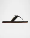Bernardo Matrix Patent Leather Flat Thong Sandals In Black Soft Patent Leather