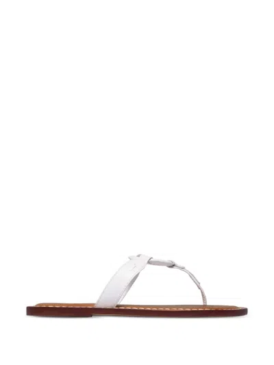 Bernardo Matrix Leather Flat Thong Sandals In White