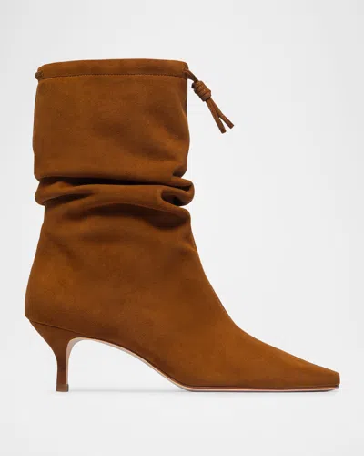 Bernardo Mazzie Scrunch Suede Ankle Boots In Brown