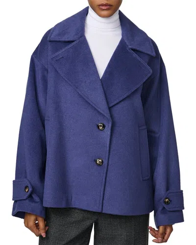 Bernardo Medium Wool-blend Coat In Blue