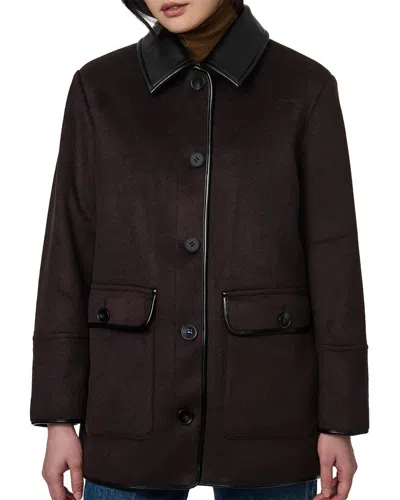Bernardo Medium Wool-blend Coat In Brown