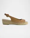 Bernardo Melila Leather Slingback Wedge Espadrilles In Sand Antique Calf