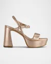 Bernardo Metallic Ankle-strap Platform Sandals In Blush Metallic Glove Leather