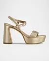 Bernardo Metallic Ankle-strap Platform Sandals In Champagne Metallic Glove Leather
