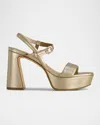 Bernardo Metallic Ankle-strap Platform Sandals In Gold