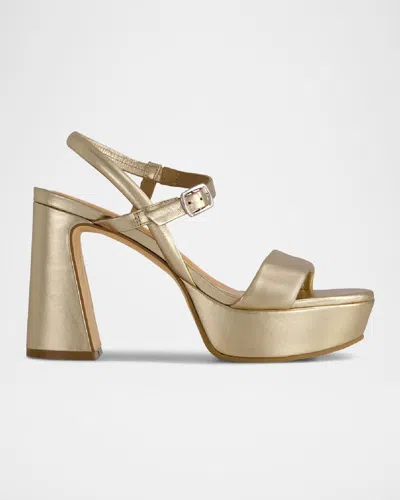 Bernardo Metallic Ankle-strap Platform Sandals In Gold