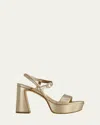 Bernardo Metallic Ankle-strap Platform Sandals In Gold