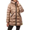 Bernardo Metallic Hooded Walker Coat In Brown