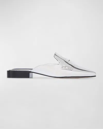 Bernardo Metallic Penny Loafer Mules In Silver Mirror Metallic Calf