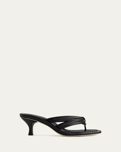 Bernardo Miami Kitten-heel Leather Mule Sandals In Black