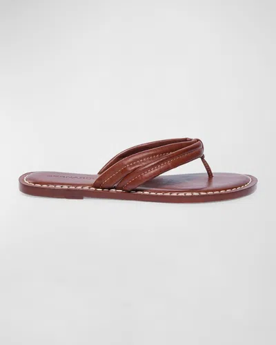 Bernardo Miami Leather Slide Sandals In Mahogany Antique Calf