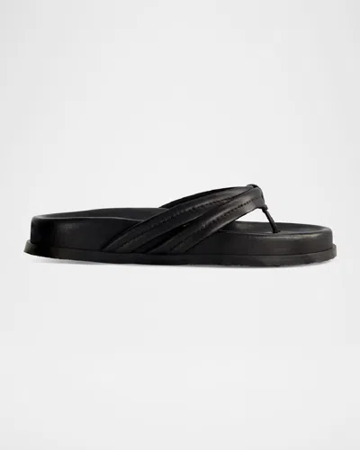 Bernardo Miami Sporty Leather Thong Sandals In Black