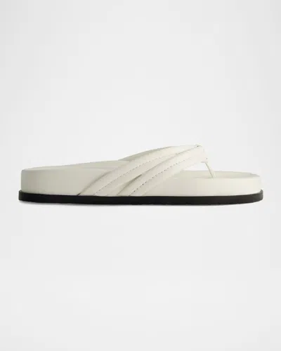 Bernardo Miami Sporty Leather Thong Sandals In White