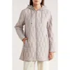 Bernardo Midlength Diamond Quilted Jacket In Gray