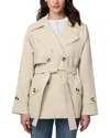 Bernardo Short Belted Trench Coat In White