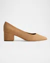 Bernardo Millie Suede Block-heel Pumps In Dune Kid Suede