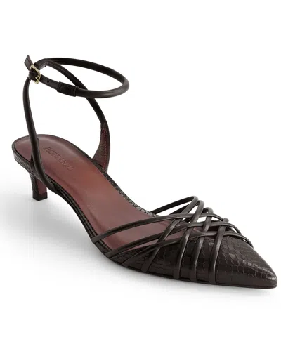 Bernardo Minu Leather Kitten Heel Pump In Brown