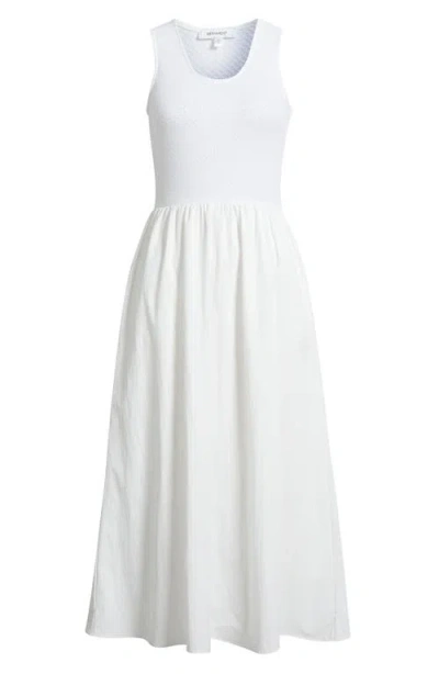 Bernardo Mixed Media Midi Dress In White