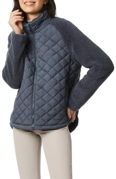 Bernardo Mixed Media Quilted Faux Fur Jacket In Gray