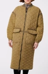 Bernardo Quilted Bomber In Green Olive
