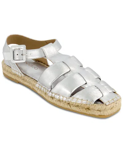Bernardo Monri Leather Espadrille In Silver