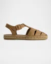 Bernardo Monri Leather Fisherman Espadrilles In Sand Nappa Mestico