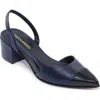 Bernardo Monroe Cap-toe Slingback Pumps In Dark Navy/black