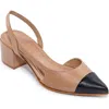 Bernardo Monroe Slingback Half D'orsay Pointed Cap Toe Pump In Sand / Black