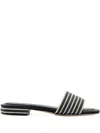 Bernardo Myko Striped Flat Slide Sandals In Black