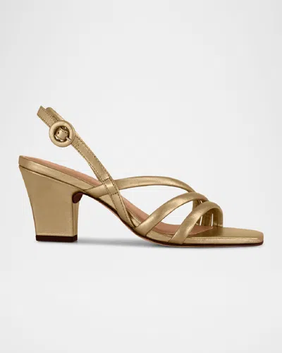 Bernardo Naples Strappy Metallic Slingback Sandals In Gold Metallic Glove Leather