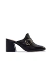 Bernardo Natasia Leather Buckle Heeled Mules In Black