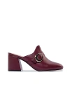 Bernardo Natasia Leather Buckle Heeled Mules In Purple