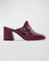 Bernardo Natasia Leather Buckle Heeled Mules In Purple