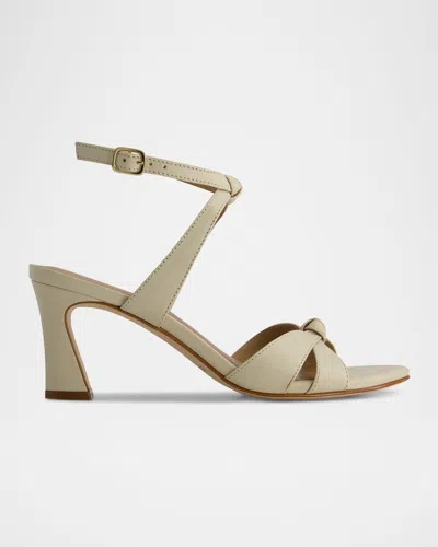Bernardo Neera Knotted Leather Sandals In Eggshell Antique Calf
