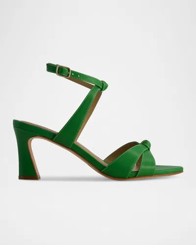 Bernardo Neera Knotted Leather Sandals In Kelly Green Antique Calf