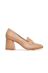 Bernardo Nessa Leather Heeled Penny Loafers In Beige