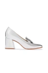 Bernardo Nessa Metallic Heeled Penny Loafers In Silver
