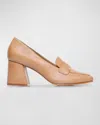 BERNARDO NESSA LEATHER HEELED PENNY LOAFERS