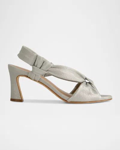 Bernardo Novah Smetallic Suede Slingback Sandals In Silver Tumbled Metallic Suede