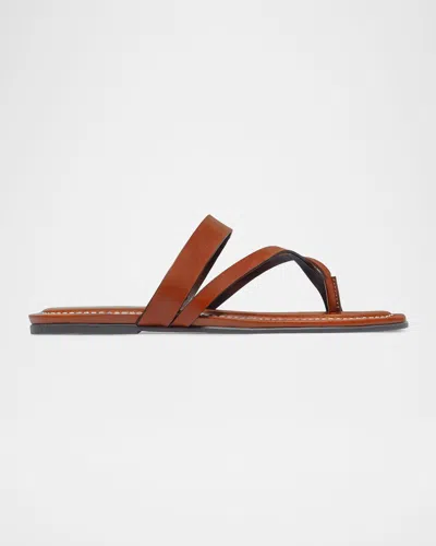 Bernardo Ocana Leather Cross-strap Thong Sandals In Brown