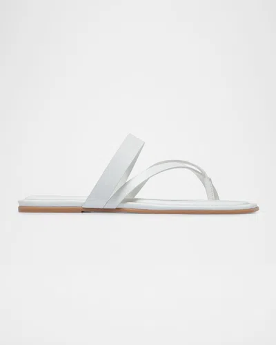 Bernardo Ocana Leather Cross-strap Thong Sandals In White