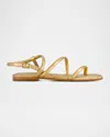 Bernardo Odessa Metallic Thong Slingback Sandals In Gold Metallic Antique Calf