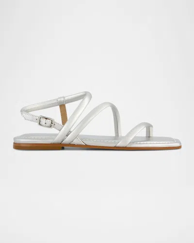 Bernardo Odessa Metallic Thong Slingback Sandals In Silver Metallic Antique Calf