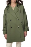 Bernardo Oversize Hooded Trench Coat In Olivine