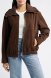 Bernardo Oversize Suede Bomber Jacket In Brown