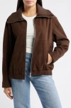 Bernardo Oversize Suede Bomber Jacket In Brown