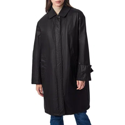 Bernardo Oversize Waxed Cotton Twill Coat In Black