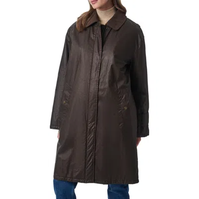 Bernardo Oversize Waxed Cotton Twill Coat In Chocolate Brown