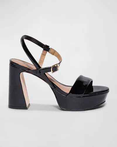 Bernardo Patent Ankle-strap Platform Sandals In Black Soft Patent